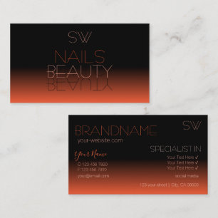Chic Black and Orange Mirror Schriftart mit Monogr Visitenkarte