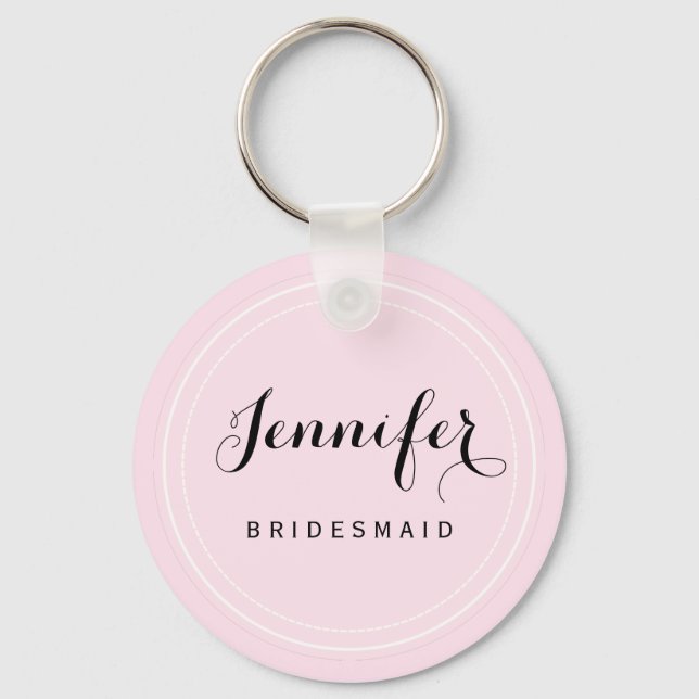 Chic Black and Pink Personalize Bridesmaid Schlüsselanhänger (Vorderseite)