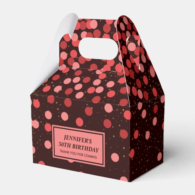 Chic Black and Red Confetti Vielen Dank Geschenkschachtel (Vorderseite)