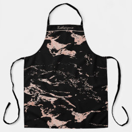 Chic Black and Rose Gold Foil Marmor Schürze