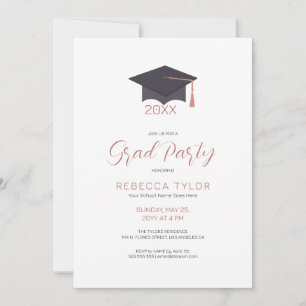 Chic Black and Rose Gold Typografy Party laden ein Einladung