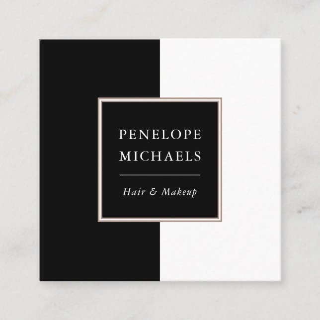 Chic Black and White Color Block Quadratische Visitenkarte (Vorderseite)