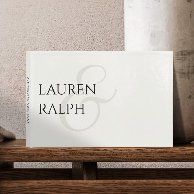 Chic Black and White Couple Monogram Gästebuch (Von Creator hochgeladen)