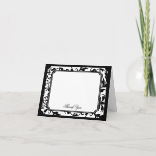 Chic Black and White Damask Vielen Dank Dankeskarte