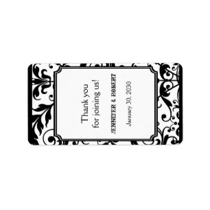 Chic Black and White Damask Wedding Lip Balm Label Adressaufkleber