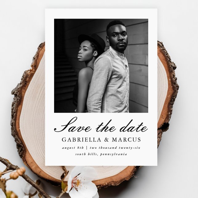 Chic Black and White Foto Wedding Save the Date (Von Creator hochgeladen)