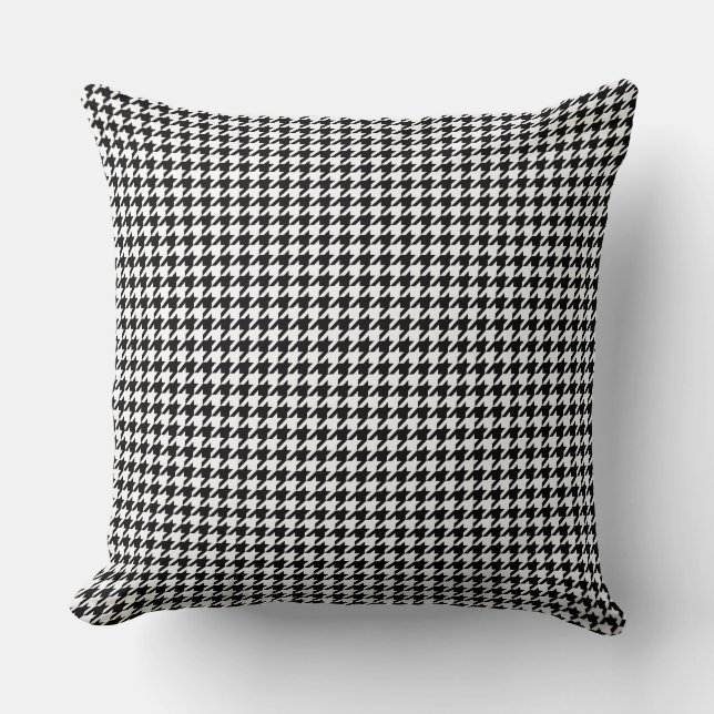 Chic Black and White Hahnentrittmuster Muster Kissen (Vorderseite)