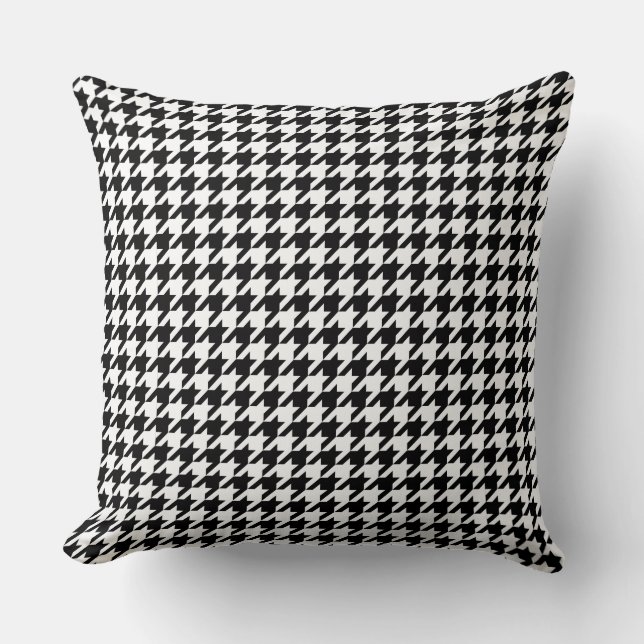 Chic Black and White Hahnentrittmuster Muster Kissen (Vorderseite)