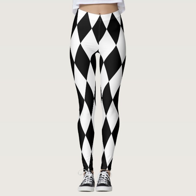 Chic Black and White Harlequin Diamond  Leggings (Vorderseite)
