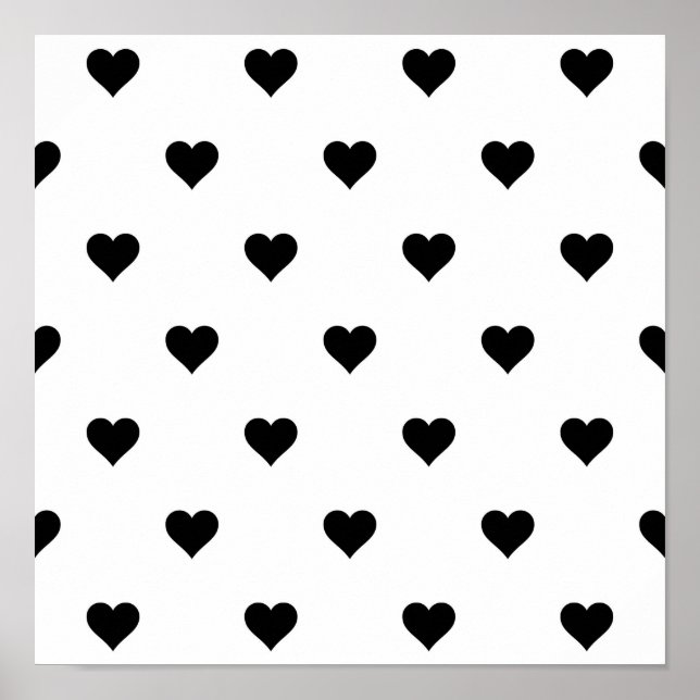 Chic Black and White Heart Romantic Poster (Vorne)