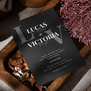 Chic Black and White Hochzeit Einladung