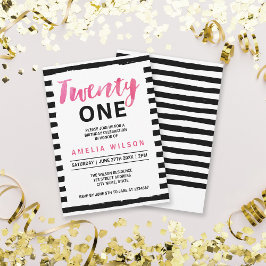Chic Black and White Invitation du 21e anniversair