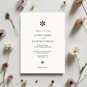 Chic Black and White Minimal Wedding Einladung