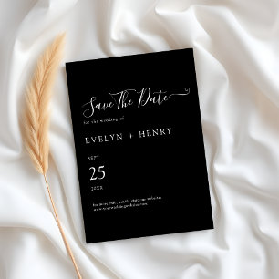 Chic Black and White Minimalistisch Wedding Save The Date