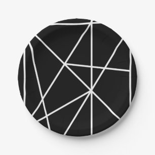 Chic Black and White Modern Geometric Pattern Pappteller