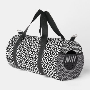 Chic Black and White Monogram Duffel Bag Duffle Bag