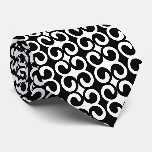 Chic Black and White Muster Krawatte (Gerollt)