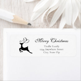 Chic Black and White Reindeer Address             