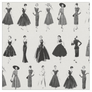 Chic Black and White Retro Mode Models Stoff