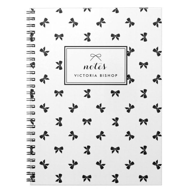Chic Black and White Ribbons Muster Custom Notizblock (Vorderseite)