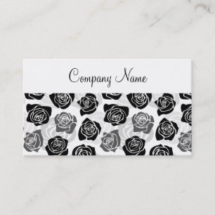 Chic Black and White Roses Business Card Visitenkarte