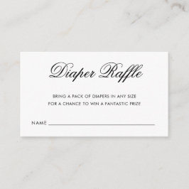 Chic Black and White Script Diaper Raffle Ticket Begleitkarte