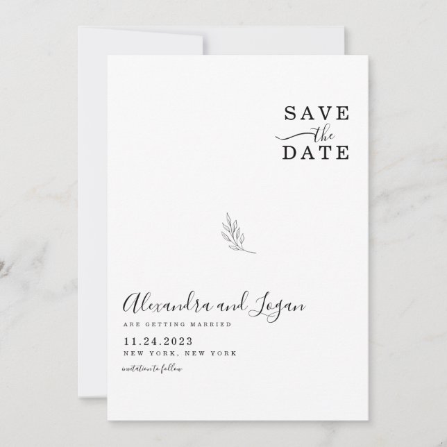 Chic Black and White Signature Script QR Code Save The Date (Vorderseite)