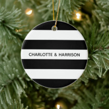 Chic black and white streifen individuelle Name mo