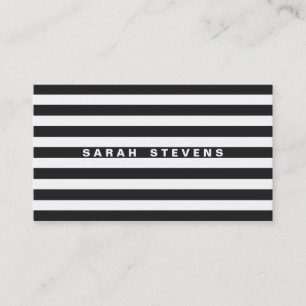 Chic Black and White Strip Modern Makeup Artist Visitenkarte