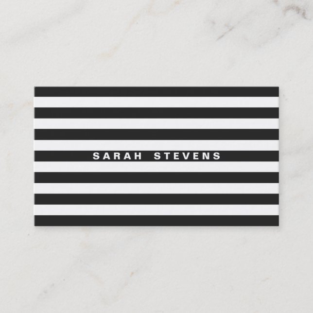 Chic Black and White Strip Moderner Salon & Wellne Visitenkarte (Vorderseite)