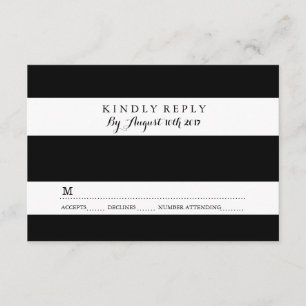 CHIC BLACK AND WHITE STRIPE RSVP CARDS KARTE