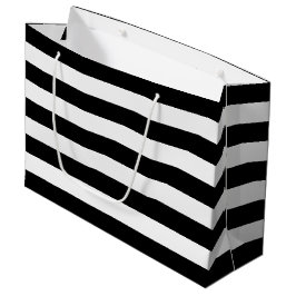 Chic Black and White Stripes Große Geschenktüte