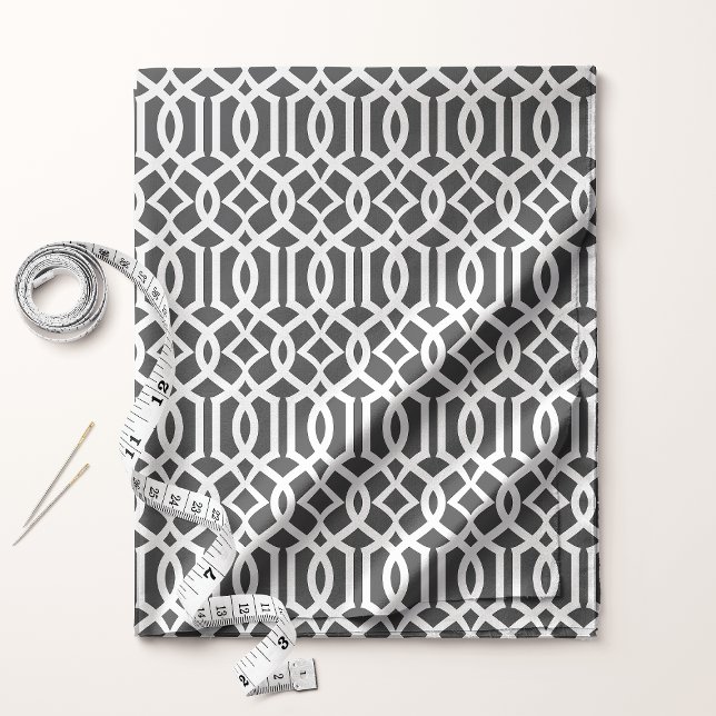 Chic Black and White Trellis Lattice Muster Stoff (Von Creator hochgeladen)