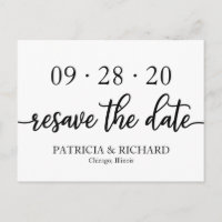 Chic Black and White Wedding Resave das Datum
