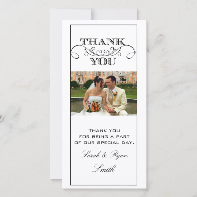Chic Black and White Wedding Vielen Dank für Ihre  Dankeskarte (Vorderseite)