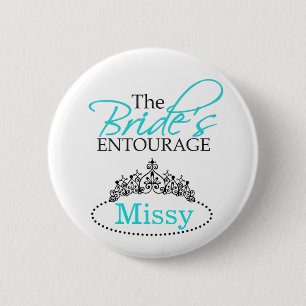 Chic Black Aqua Das Brautgefolge Brautparty Button