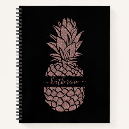 Chic Black Blush Pink Rose Gold Glitzer Ananas Notizbuch