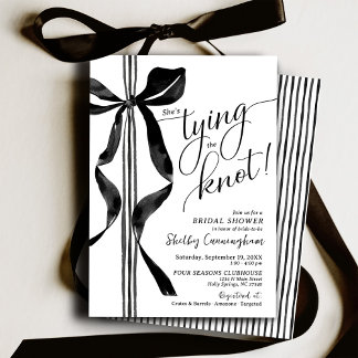 Chic Black Bow She's Tying The Knot Bridal Shower Einladung