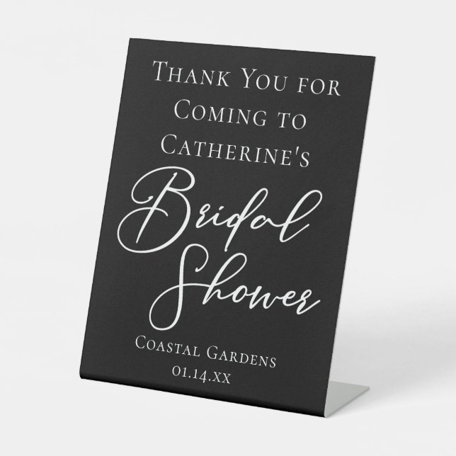 Chic Black Bridal Shower Personalized Welcome Sockelschild (Vorderseite)