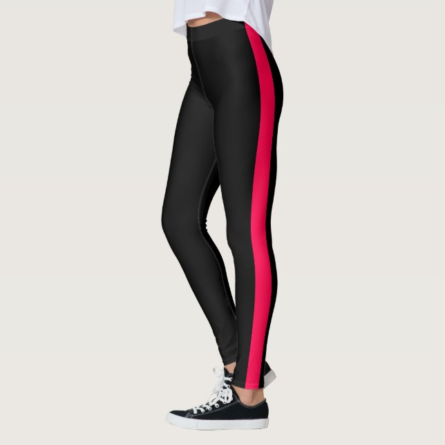 Chic Black Bright Pink Side Panel Leggings (Links)