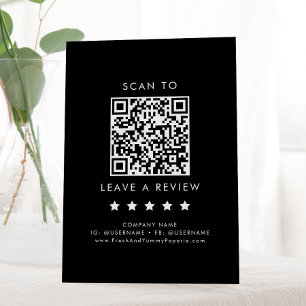 Chic Black Business QR Code Verlasse eine Überprüf Sockelschild