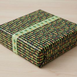 Chic Black Cactus Wrapping Paper Geschenkpapier