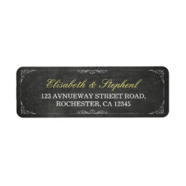 Chic Black Chalkboard Floral Wedding Address Label