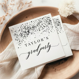 Chic Black Confetti Graduation Party Serviette