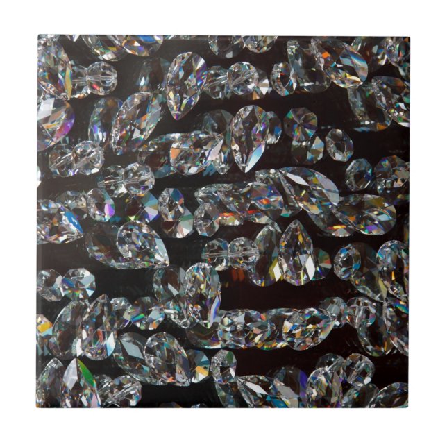 Chic Black Diamond Chrystal Abstrakte Muster Gesch Fliese (Vorderseite)