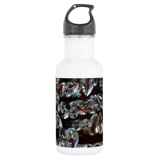 Chic Black Diamond Chrystal Abstraktes Muster Trinkflasche (Vorderseite)