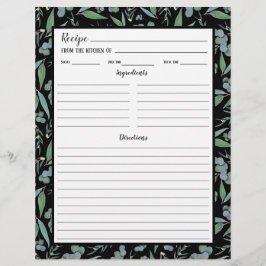 Chic Black Eucalyptus Muster Recipe Binder Page