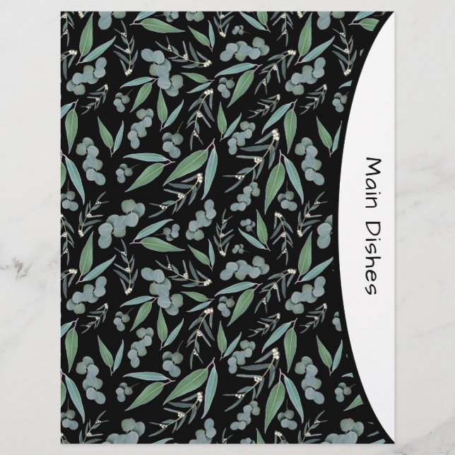 Chic Black Eukalyptus Grüne Rezept Divider Seite (Vorderseite)