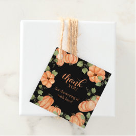 Chic Black Fall Pumpkin Baby Dusche Danke Geschenkanhänger