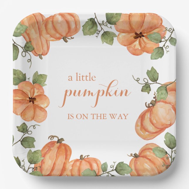 Chic Black Fall Pumpkin Baby Dusche Pappteller (Vorderseite)